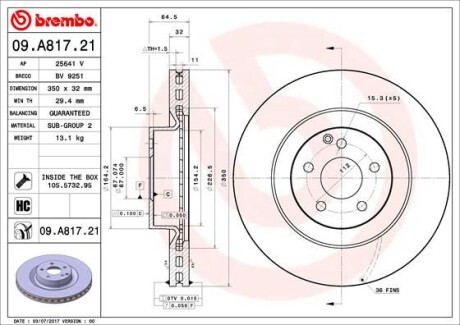 Гальмівний диск - BREMBO 09A81721