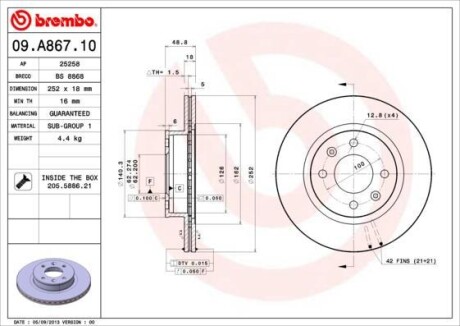 Тормозной диск - BREMBO 09.A867.10