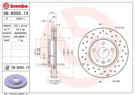 Фото 3 - Гальмівний диск BREMBO 09B3551X