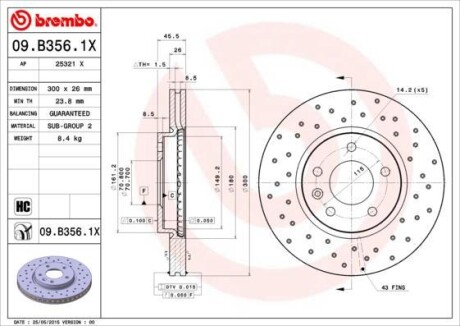 Тормозной диск - BREMBO 09.B356.1X