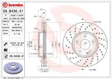 Тормозные диски - BREMBO 09.B436.51