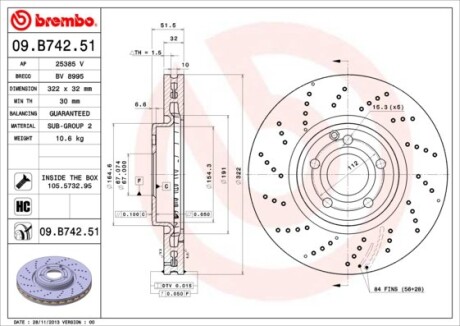 Тормозные диски - BREMBO 09.B742.51