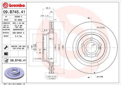 Фото 3 - Гальмівний диск BREMBO 09.B745.41 (09B74541)