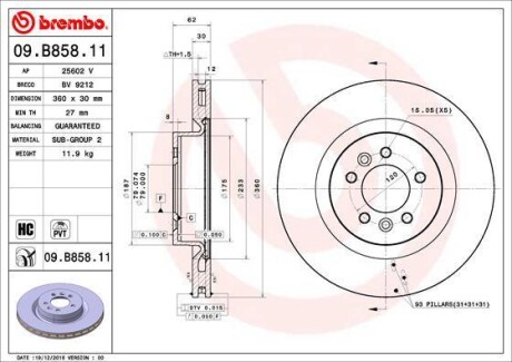 Тормозной диск - BREMBO 09.B858.11