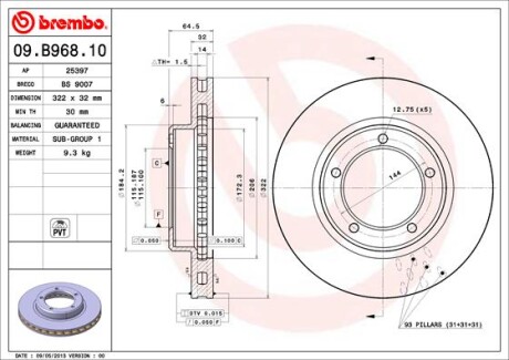 Тормозной диск - BREMBO 09.B968.11