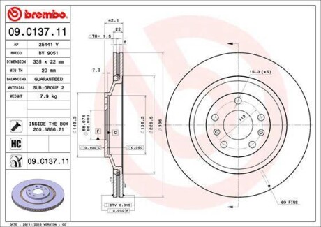 Тормозной диск - BREMBO 09.C137.11