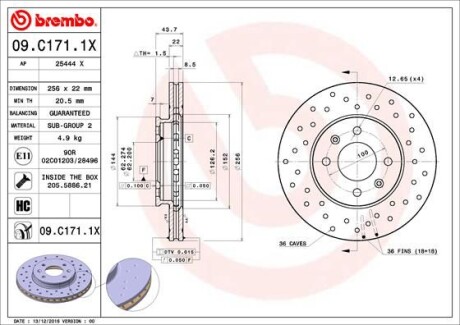 Гальмівний диск - BREMBO 09C1711X