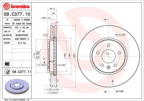 Тормозной диск - BREMBO 09.C377.11