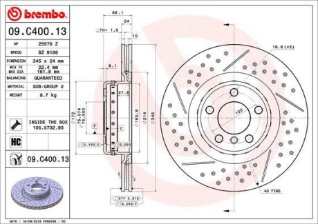 Тормозной диск - BREMBO 09.C400.13