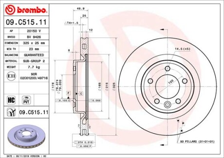 Tarcza hamulcowa tyl - (lr084067) BREMBO 09.C515.11