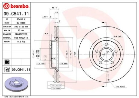 Tarcza hamulcowa przod - BREMBO 09.C541.11