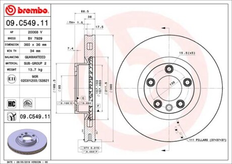 Tarcza hamulcowa przod - BREMBO 09.C549.11