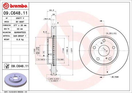 Гальмівний диск - (4351202330) BREMBO 09C64811 (фото 1)