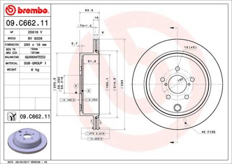 Tarcza ham.tyl subaru legacy 09- - (26700AJ010, SU00300638) BREMBO 09C66211