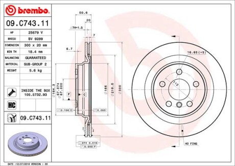 Tarcza hamulcowa tyl - BREMBO 09.C743.11