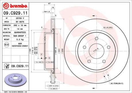 Tarcza hamulcowa tyl - BREMBO 09.C929.11