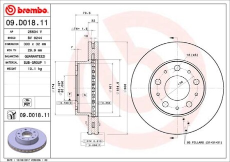 Диск гальмівної - BREMBO 09D01811