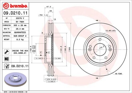 Tarcza hamulcowa przod - BREMBO 09.D210.11