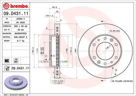 Гальмівний диск PRIME LINE - UV Coated - (5176159000) BREMBO 09.D431.11