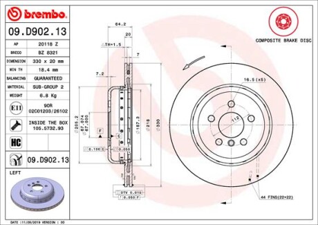 Диск гальмівний - BREMBO 09.D902.13