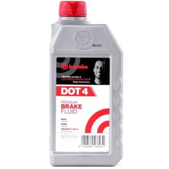 Жидкость тормозная DOT 4 Premium Brake Fluid, 0,5л - BREMBO L04005 (фото 1)