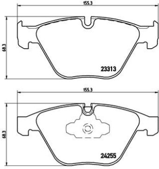 Гальмівні колодки пер. BMW 3 (E90)/5 (E60)/7 (E65) 02-13 (ATE) - (34116780711, 34112288867, 34112288861) BREMBO P 06 055 (фото 1)