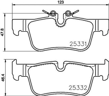 Гальмівні колодки зад. BMW 1/2/i3/X1/X2 - (34216860403, 34216859917, 34206885547) BREMBO P 06 094 (фото 1)