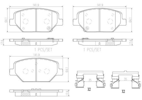 Комплект гальмівних накладок, дискове гальмо PRIME LINE - (95526044, 95526043, 84120877) BREMBO P 07 007