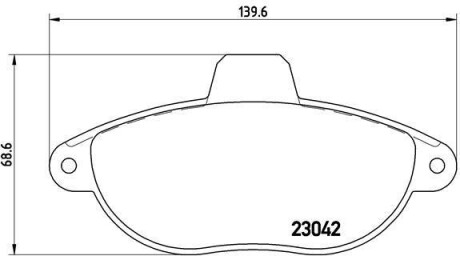 Комплект тормозных колодок, дисковый тормоз - (77365928, E172050, 425151) BREMBO P 23 072 (фото 1)