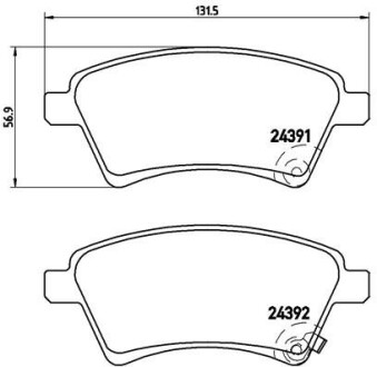 Комплект тормозных колодок, дисковый тормоз - BREMBO P 23 105