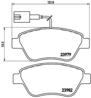 Комплект тормозных колодок, дисковый тормоз - BREMBO P 23 108