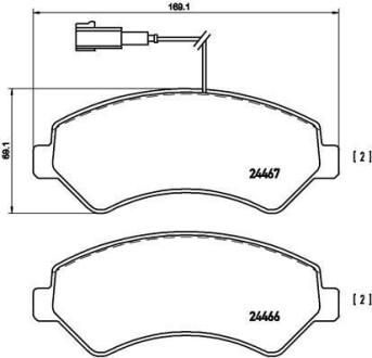 Комплект тормозных колодок, дисковый тормоз - BREMBO P 23 136