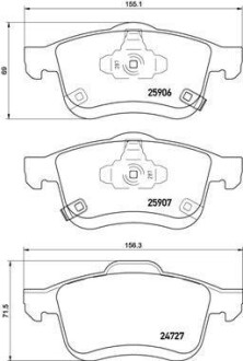 Комплект тормозных колодок - (77366915, 0000077366915) BREMBO P23155 (фото 1)