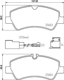 Комплект тормозных колодок - (mebk3j2m008aa, mebk2j2m008aa, 2006029) BREMBO P 24 187 (фото 1)