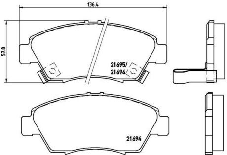 Комплект тормозных колодок, дисковый тормоз - BREMBO P 28 023