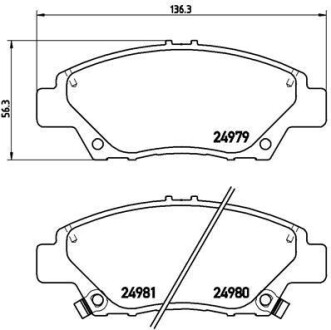 Комплект тормозных колодок, дисковый тормоз - (45022SZTG00, 45022TF0G00, 45022TF0G01) BREMBO P 28 050