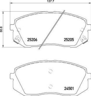 Гальмівні колодки пер. Kia Carens 07-/Sportage 04- (mando) - BREMBO P 30 093