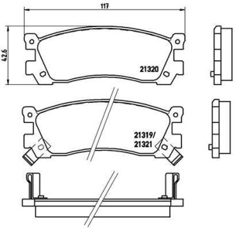 Комплект тормозных колодок, дисковый тормоз - (h2662648ZA, H2662648Z, HF392648ZA) BREMBO P 49 025 (фото 1)