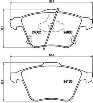 Комплект тормозных колодок, дисковый тормоз - BREMBO P 49 038