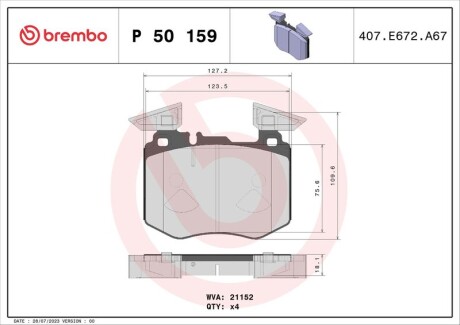 Klocki hamulcowe przod - BREMBO P 50 159
