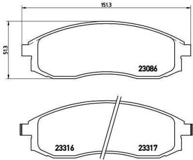 Комплект тормозных колодок, дисковый тормоз - BREMBO P 54 032