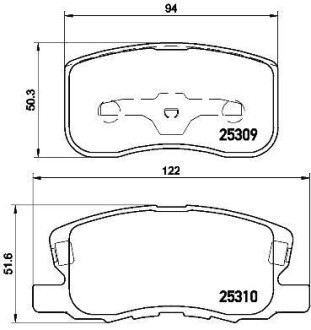 Комплект тормозных колодок, дисковый тормоз - BREMBO P 54 046