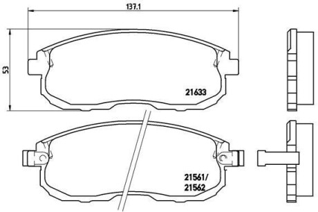 Комплект тормозных колодок, дисковый тормоз - BREMBO P 56 021