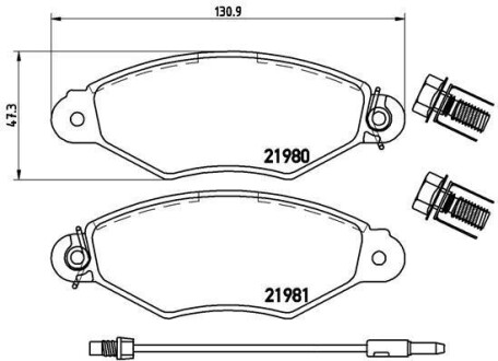 Комплект тормозных колодок, дисковый тормоз - BREMBO P 56 038