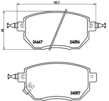 Комплект тормозных колодок, дисковый тормоз - BREMBO P 56 051