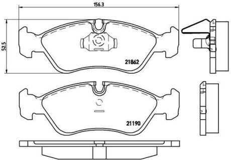 Комплект тормозных колодок, дисковый тормоз - BREMBO P 59 017