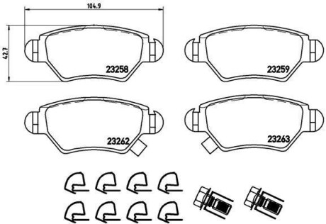 Комплект тормозных колодок, дисковый тормоз - BREMBO P 59 031