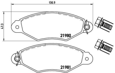 Комплект тормозных колодок, дисковый тормоз - BREMBO P 61 098