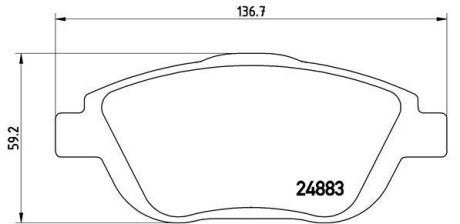 Комплект тормозных колодок, дисковый тормоз - (1647863580, 425431, 1607083180) BREMBO P 61 103