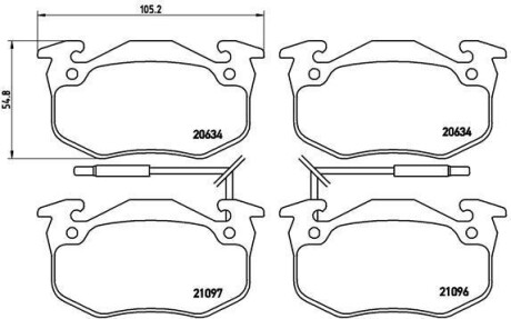 Комплект тормозных колодок, дисковый тормоз - BREMBO P 68 015